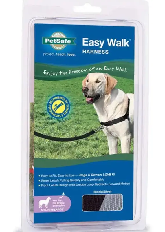 PetSafe Easy Walk Dog Harness Black/Silver MD/LG