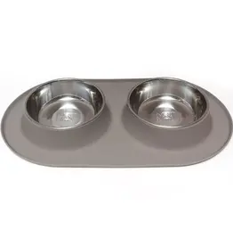 Messy Mutts Messy Mutts Double Feeder Gray 3 Cup