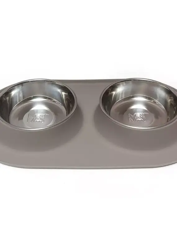 Messy Mutts Messy Mutts Double Feeder Gray 3 Cup