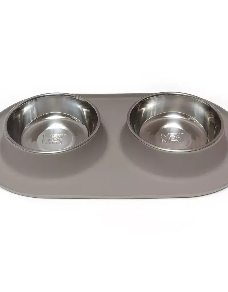 Messy Mutts Messy Mutts Double Feeder Gray 3 Cup