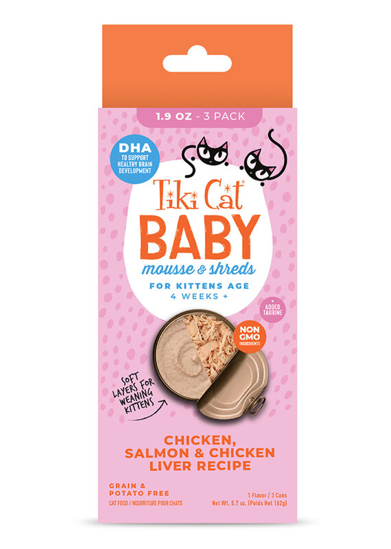 Tiki Pet Tiki Cat Kitten Salmon Chicken Liver 1.9oz 3 Pack