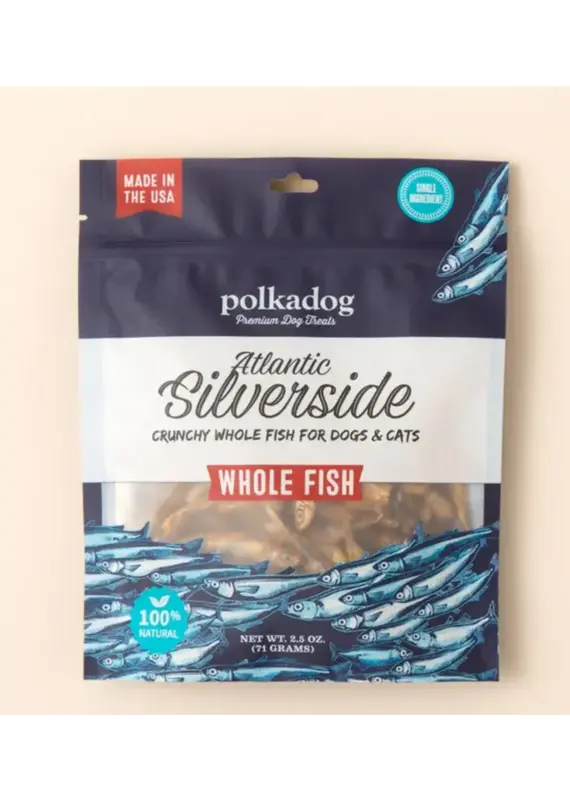 Polka Dog Atlantic Silverside Whole Fish 2.5oz Pouch