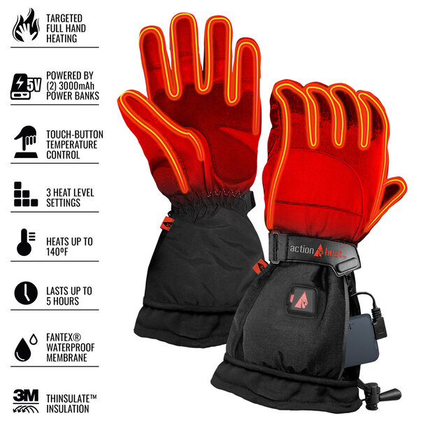 Actionheat ActionHeat 5V Rechargeable Heated W Snow Gloves