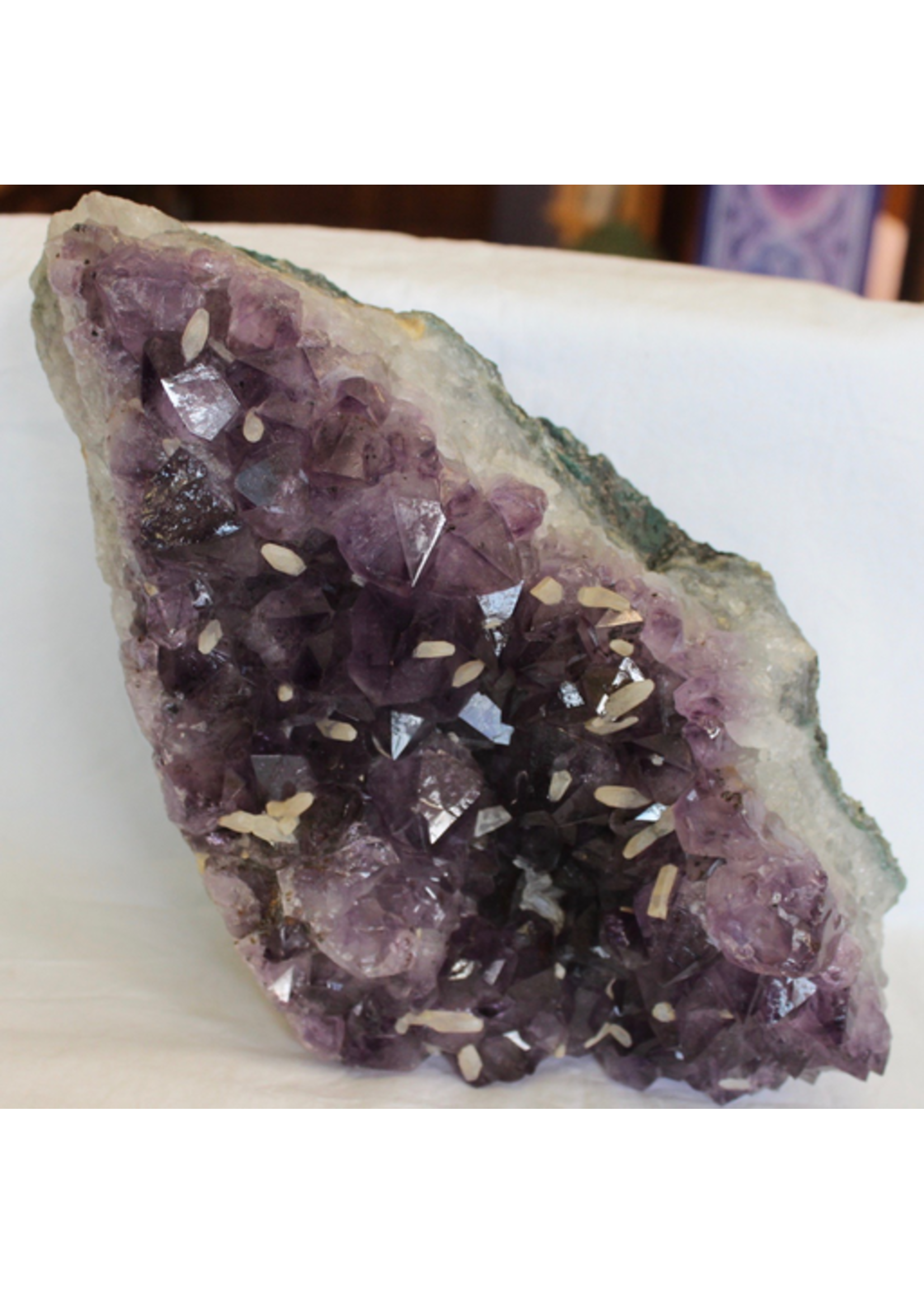 Amethyst Cluster with Calcite Points ~ Brazil