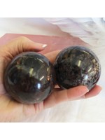 Arfvedsonite with Garnet Spheres for powerful manifesting