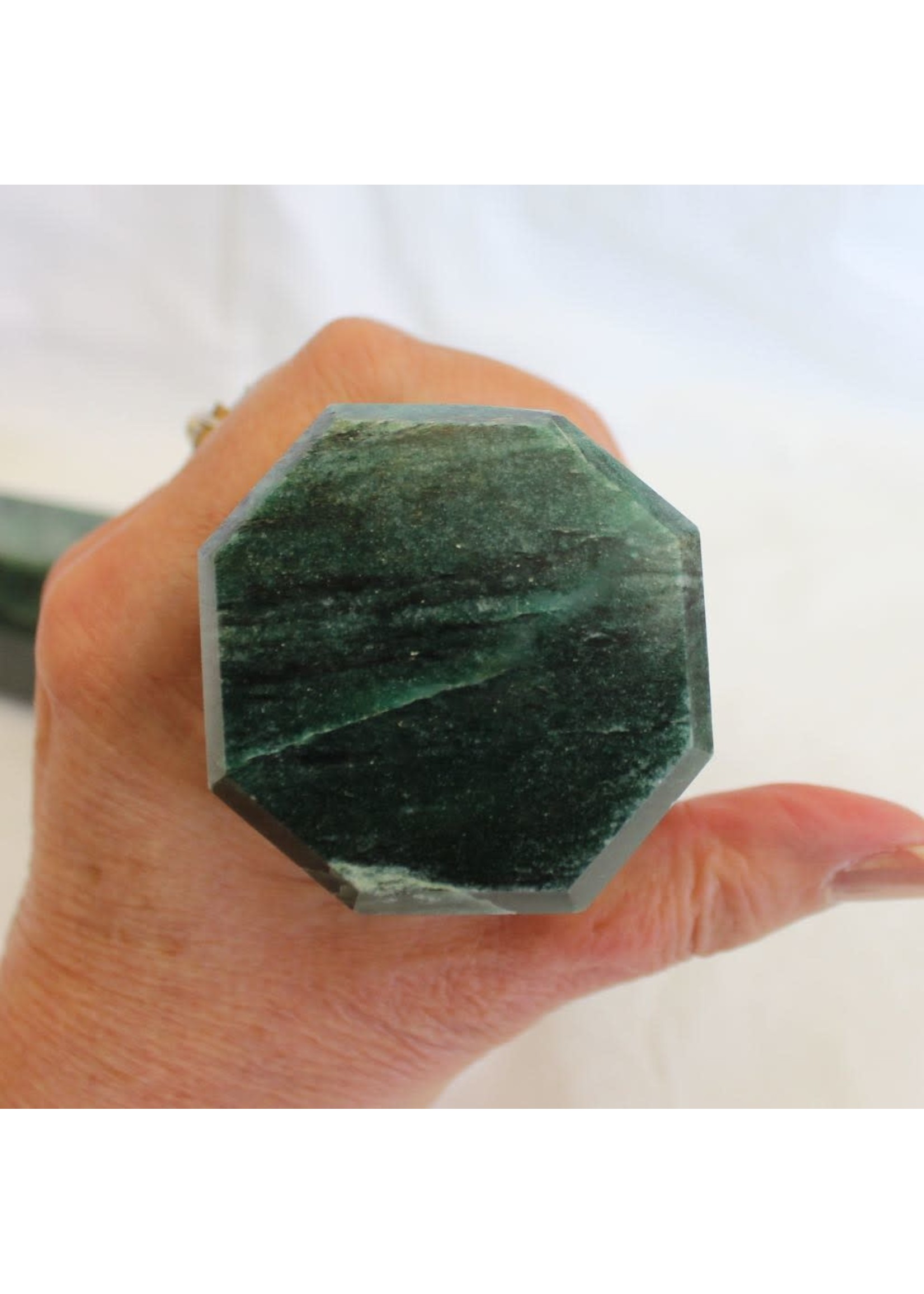 Green Aventurine 8-sided Tower powerful abundance charged in Sept Full Moon