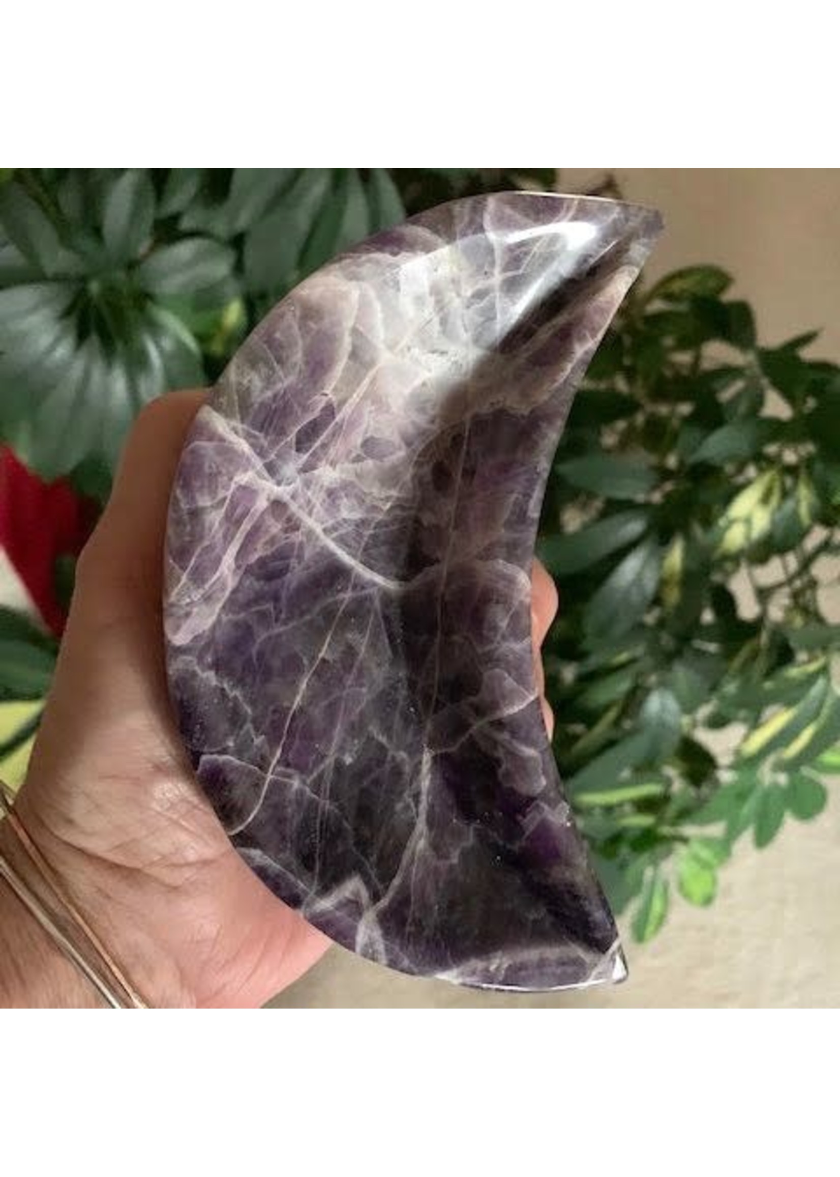 Amethyst Quarter Moon Dish for celestial ceremonies