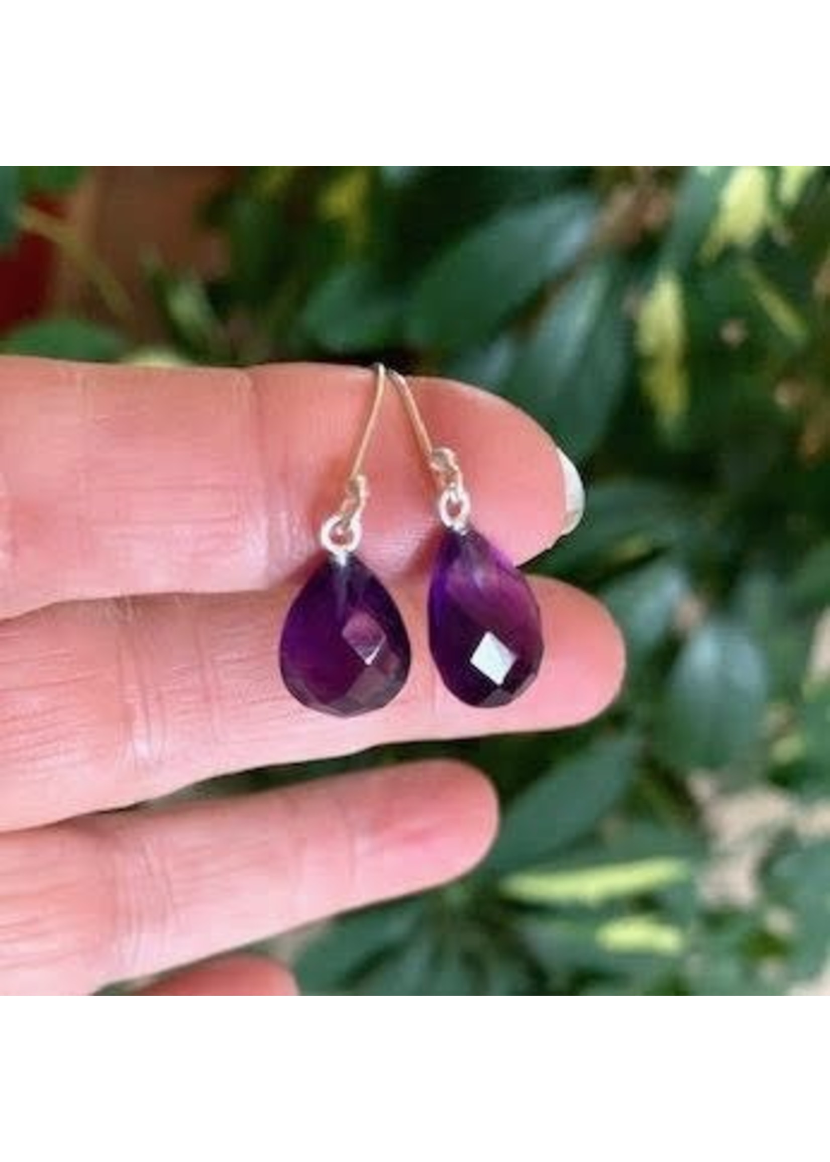 Amethyst Faceted Teardrop Earrings for wisdom and guidance