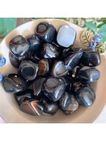 Black Banded Agate Tumbled - Charged in March New Moon