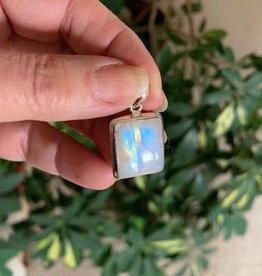 Rainbow Moonstone Square Pendant charged in the July New Moon