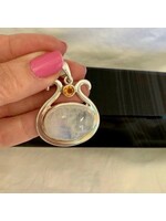 Rainbow Moonstone Triple Goddess Cabochon Pendant