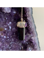 Black Tourmaline Pendulums with Amethyst, Moonstone, Peridot