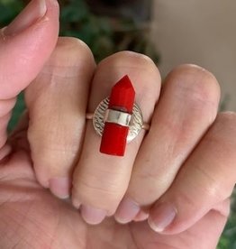 Red Coral Point Ring sz 7