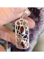 Garnet Pendant Faceted Filigree