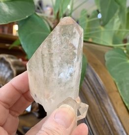 Quartz Etched Point with Hematite  - the Wisdom Keeper
