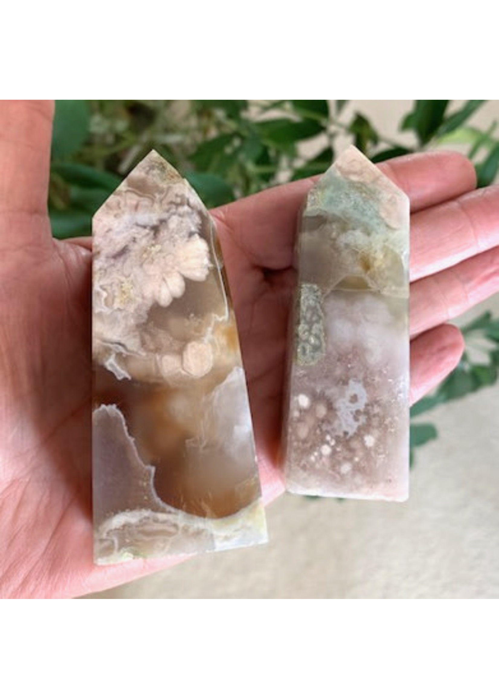 Flower Agate Obelisks for blossoming into your true self