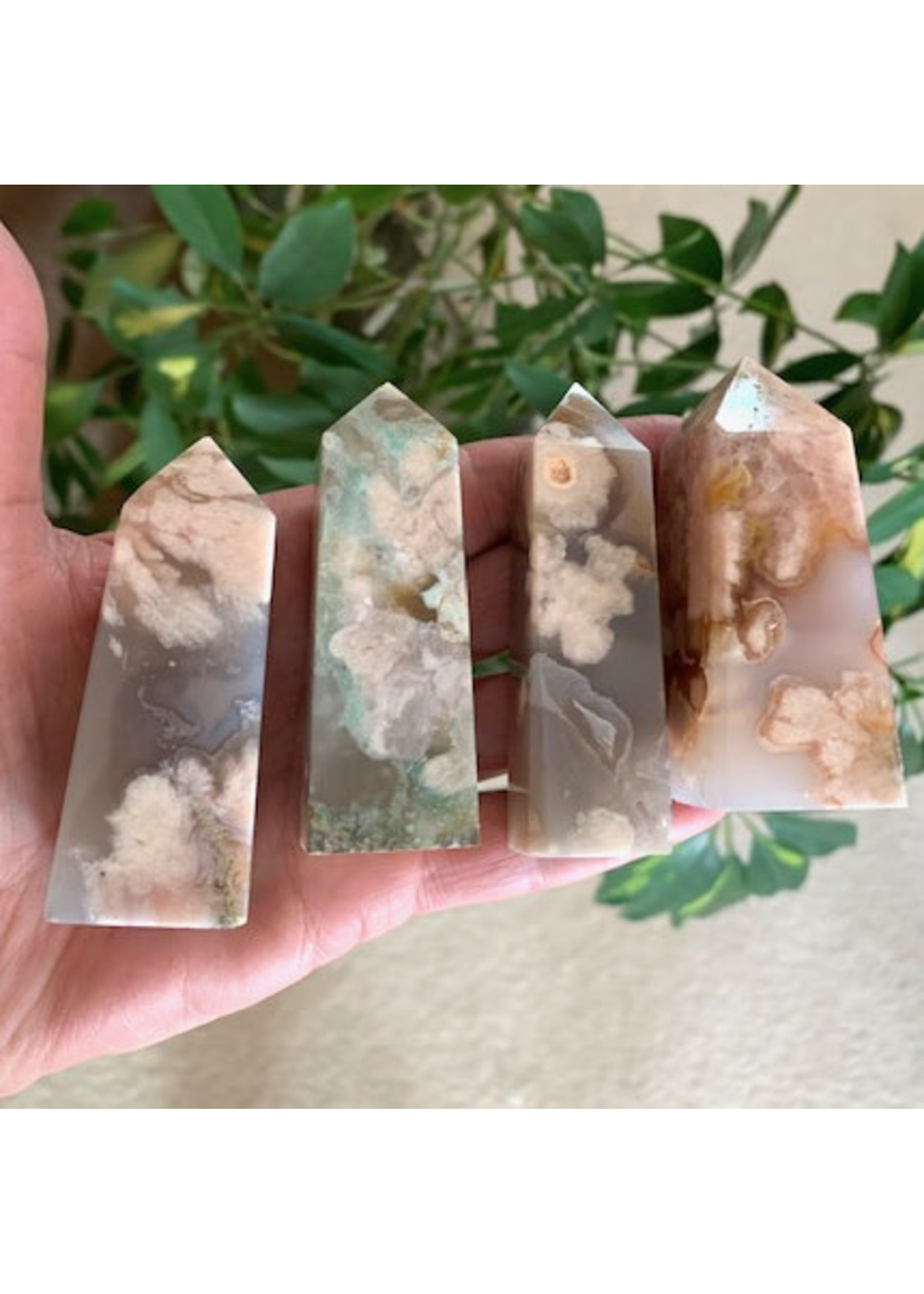 Flower Agate Obelisks for blossoming into your true self