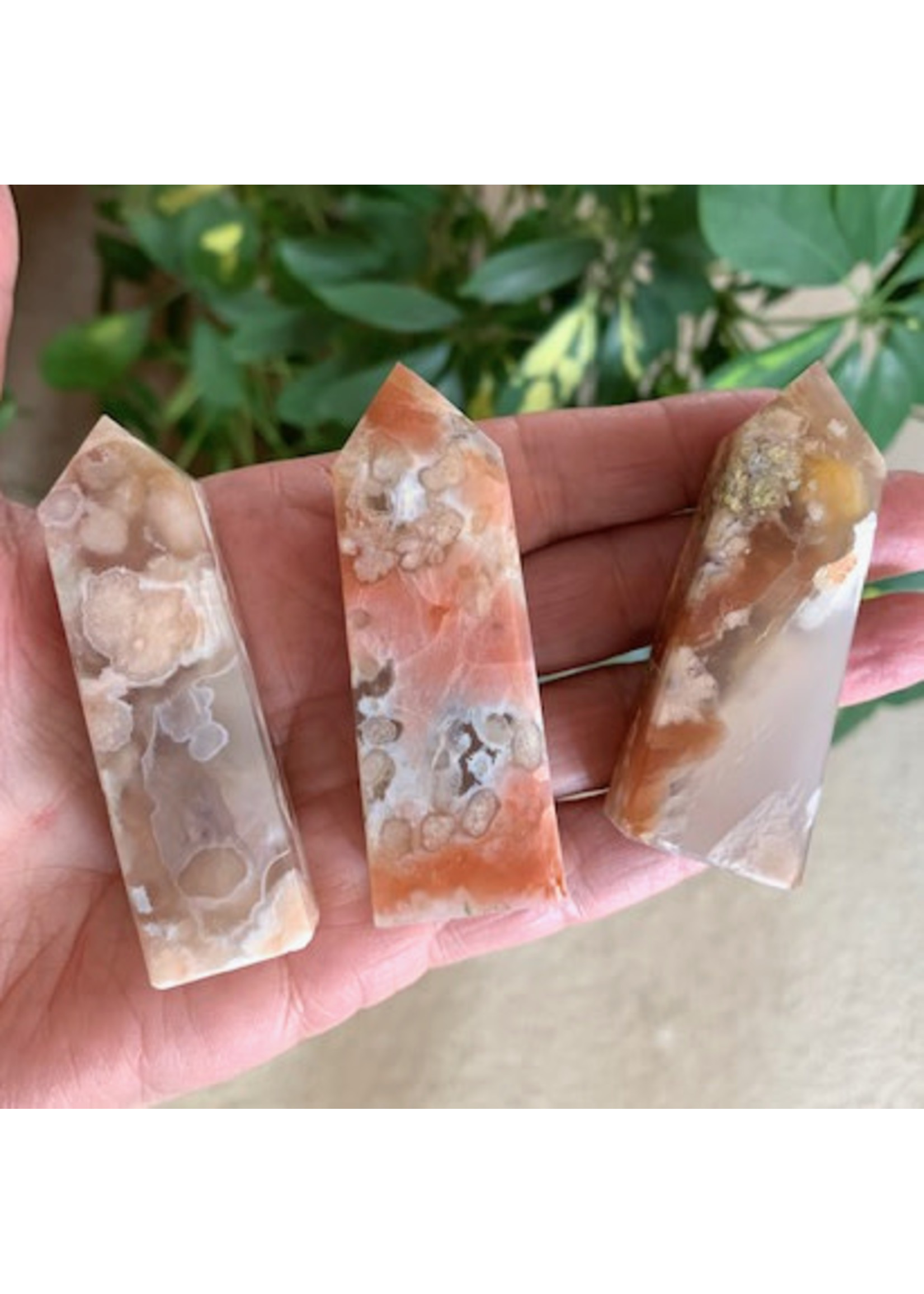 Flower Agate Obelisks for blossoming into your true self