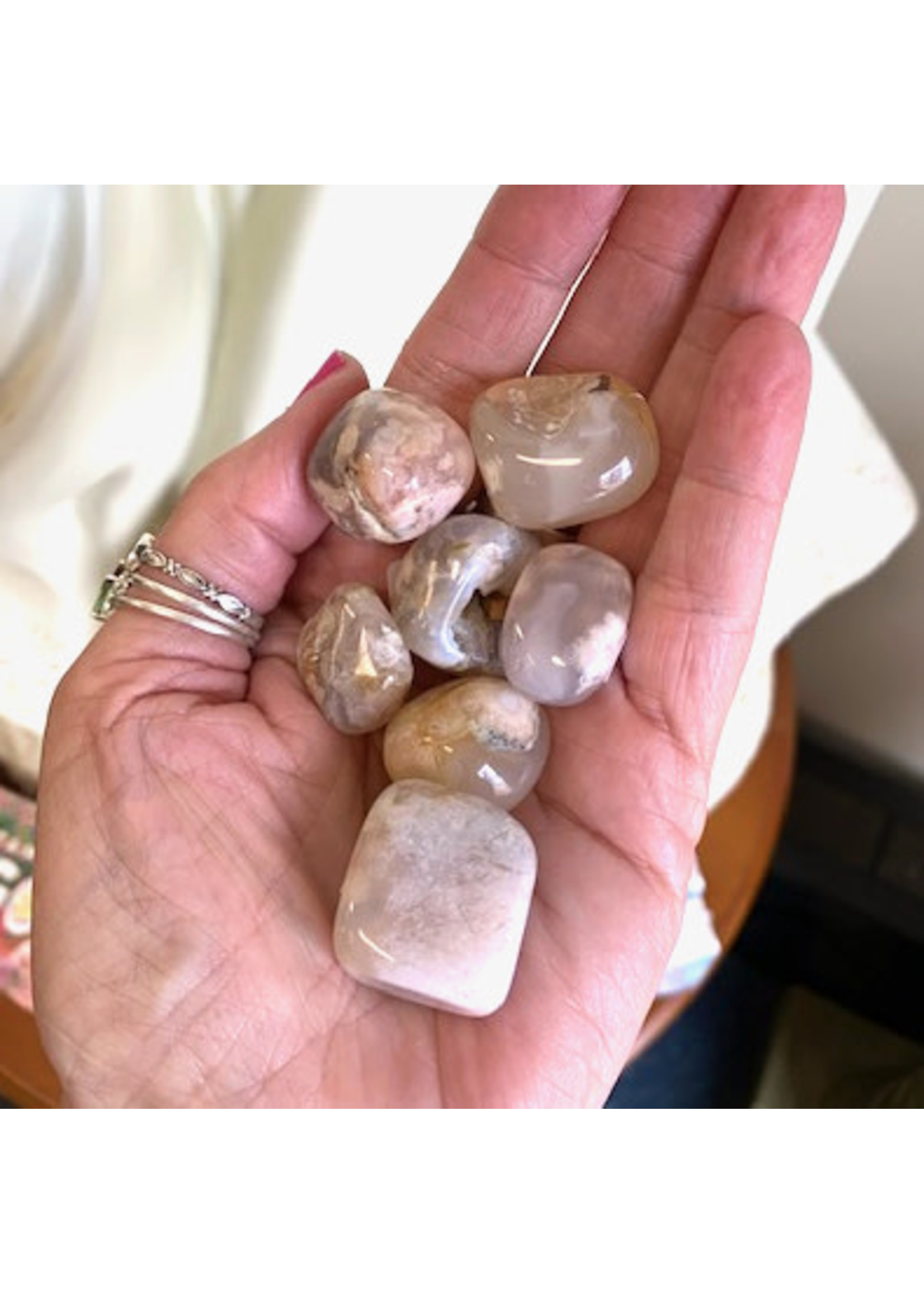 Flower Agate  Tumbled for self-blooming