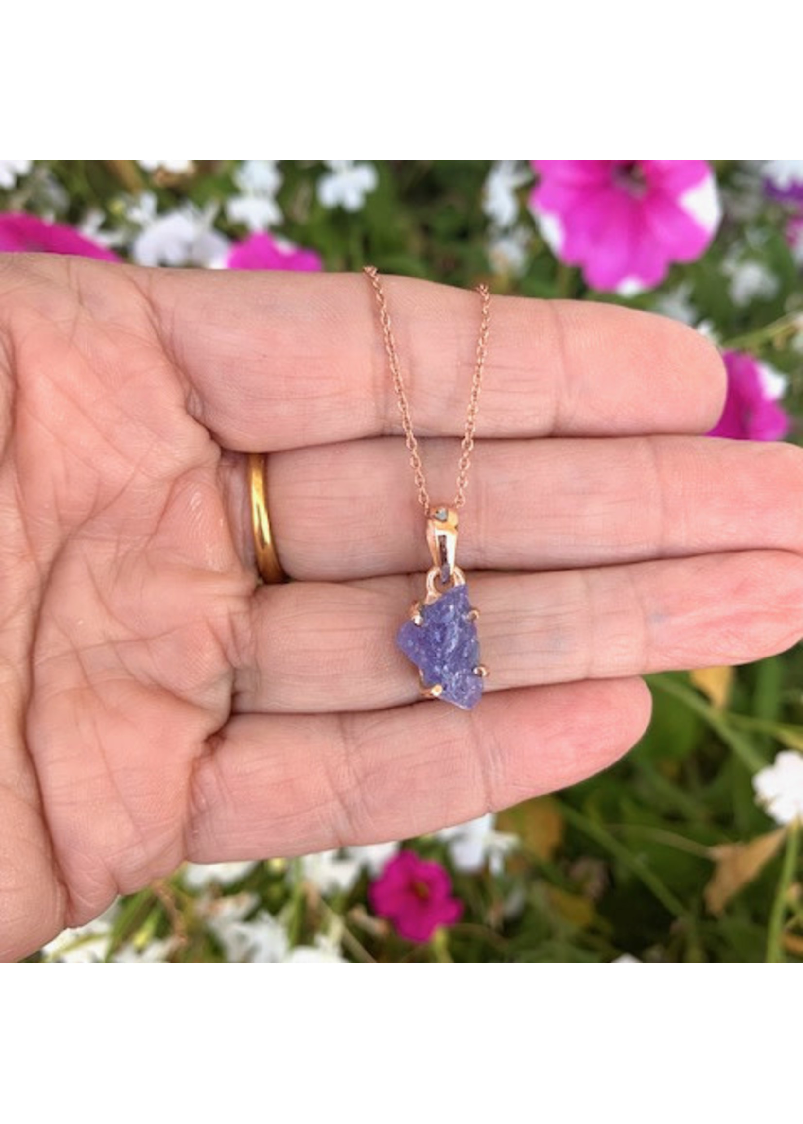 Tanzanite Pendant Rough Rose Gold for Violet Flame Activation