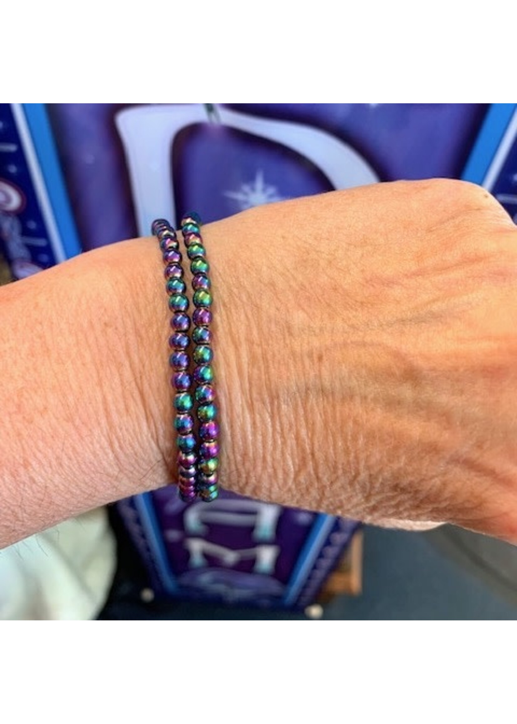 Crystal Bracelet - Hematite Rainbow 4mm