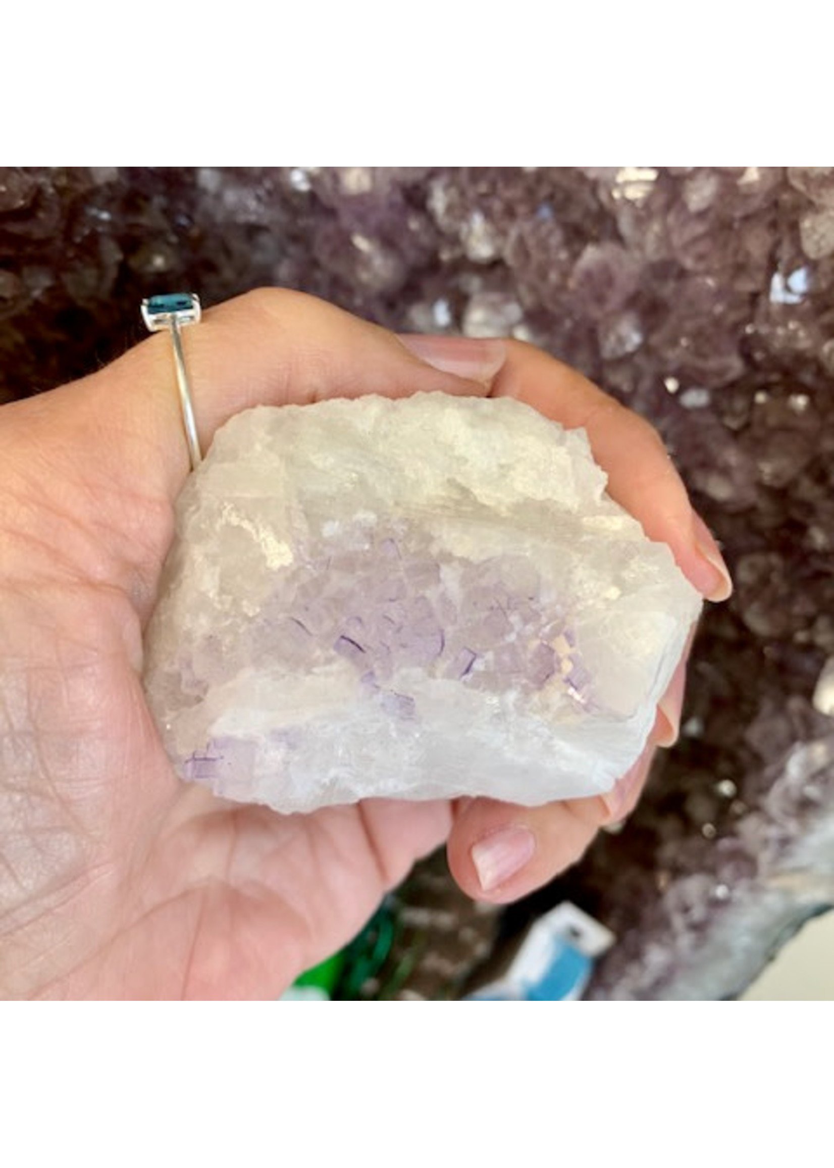 Fluorite on White Celestite for high Angelic connection