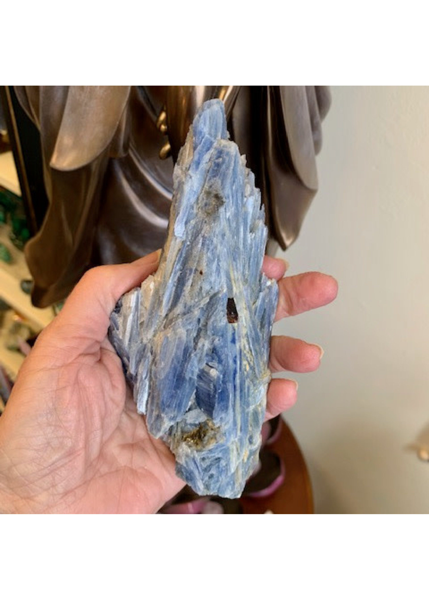 Blue Kyanite Rough with Garnet for energy balance