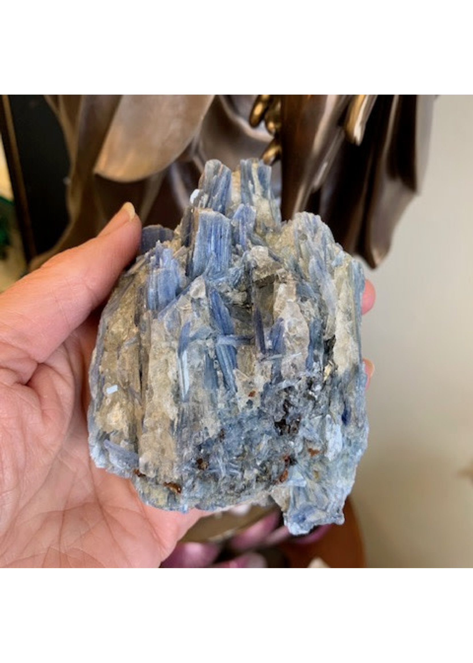 Blue Kyanite Rough with Garnet for energy balance