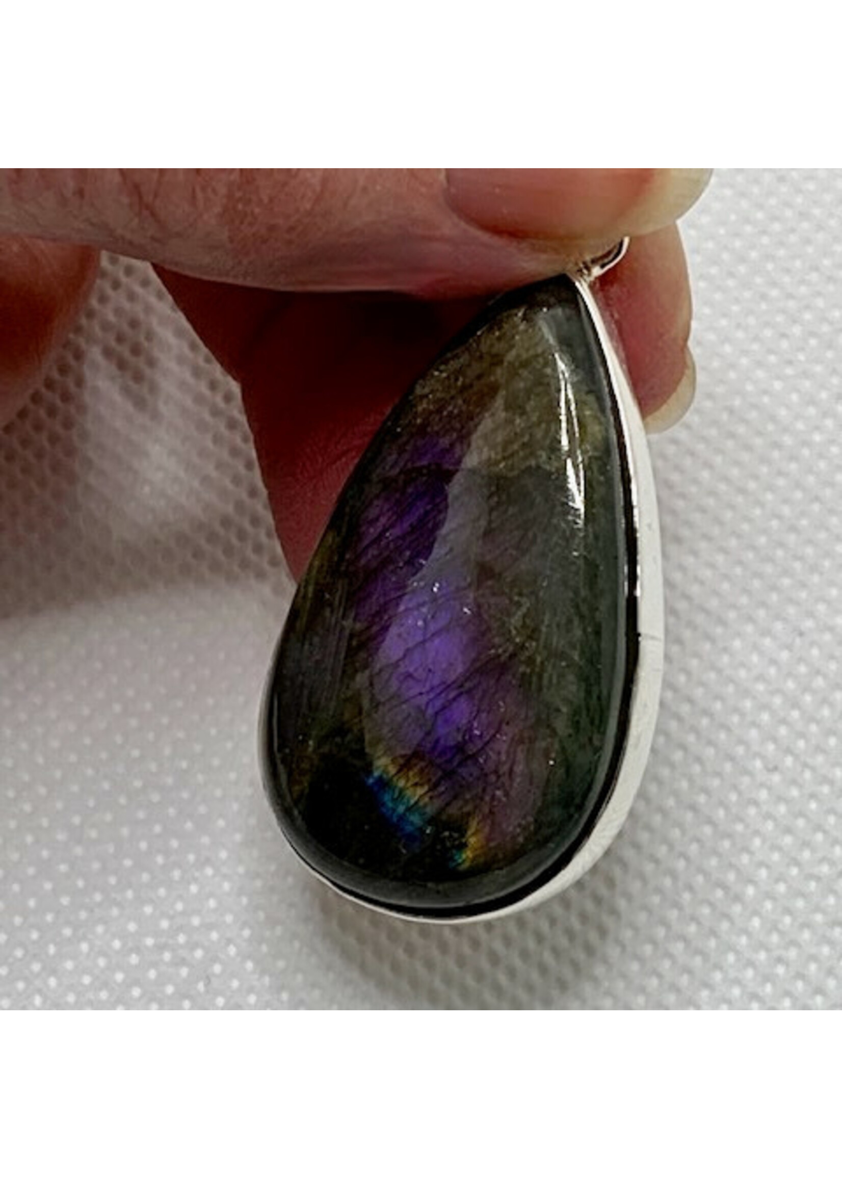 Purple Labradorite Cabochon Pendants Teardrop