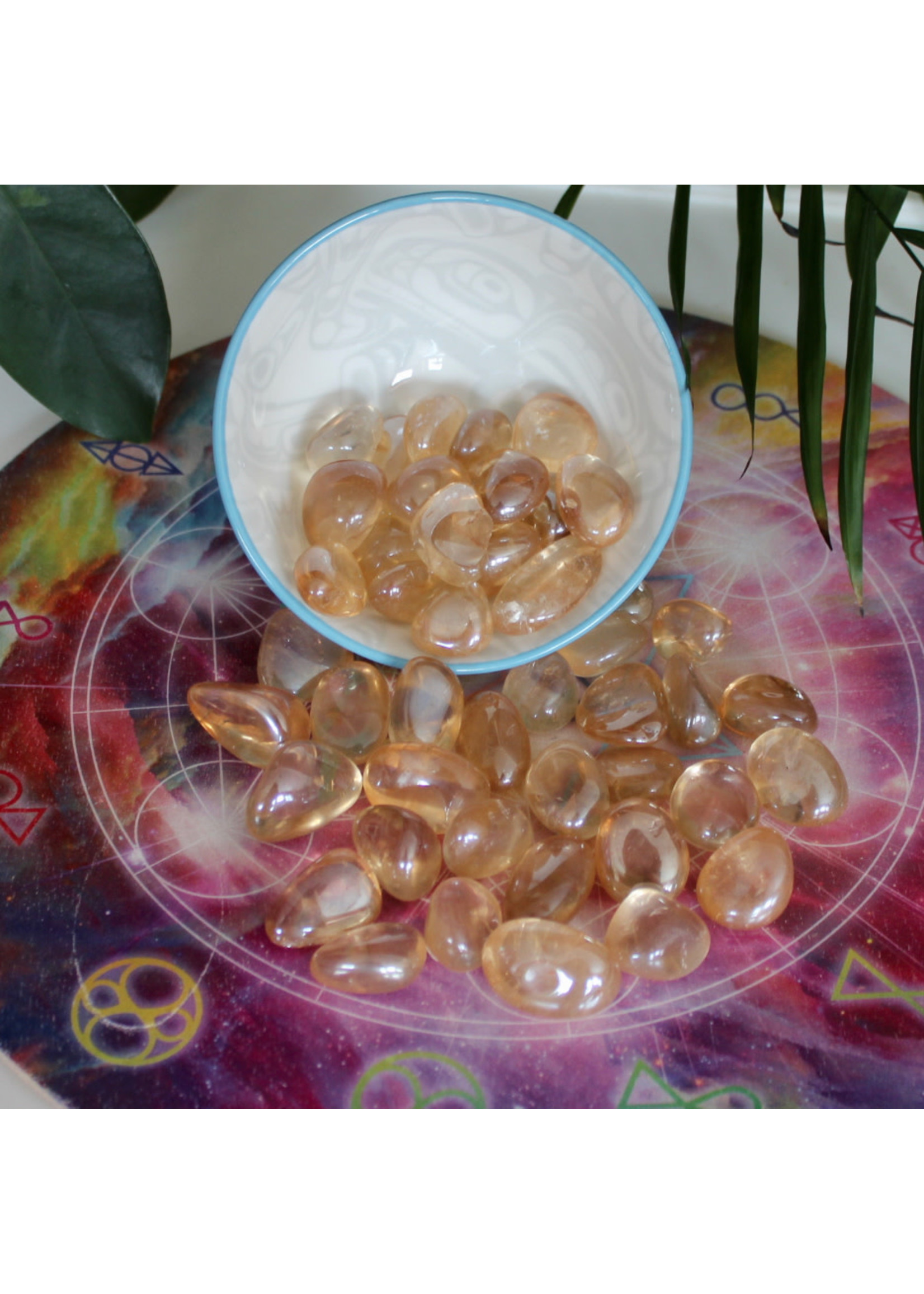 Champagne Aura Quartz Tumbled for manifesting