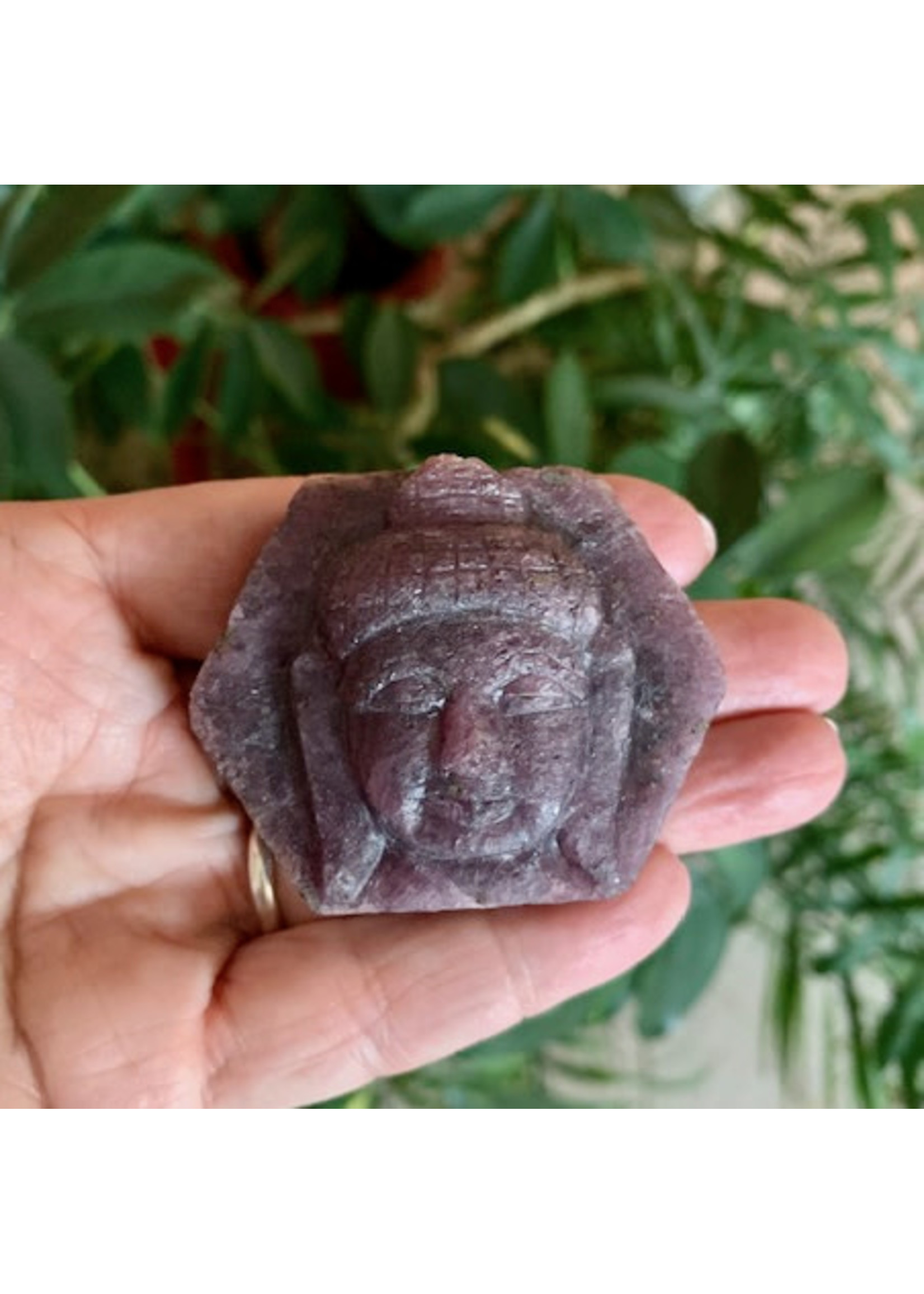 Ruby Rough Record Keeper with Buddha Carving