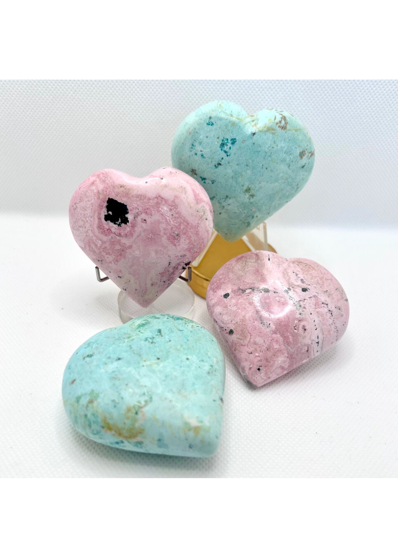 Rhodochrosite and Turquoise Hearts Set for spiritual love