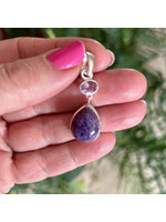 Charoite with Amethyst Pendants