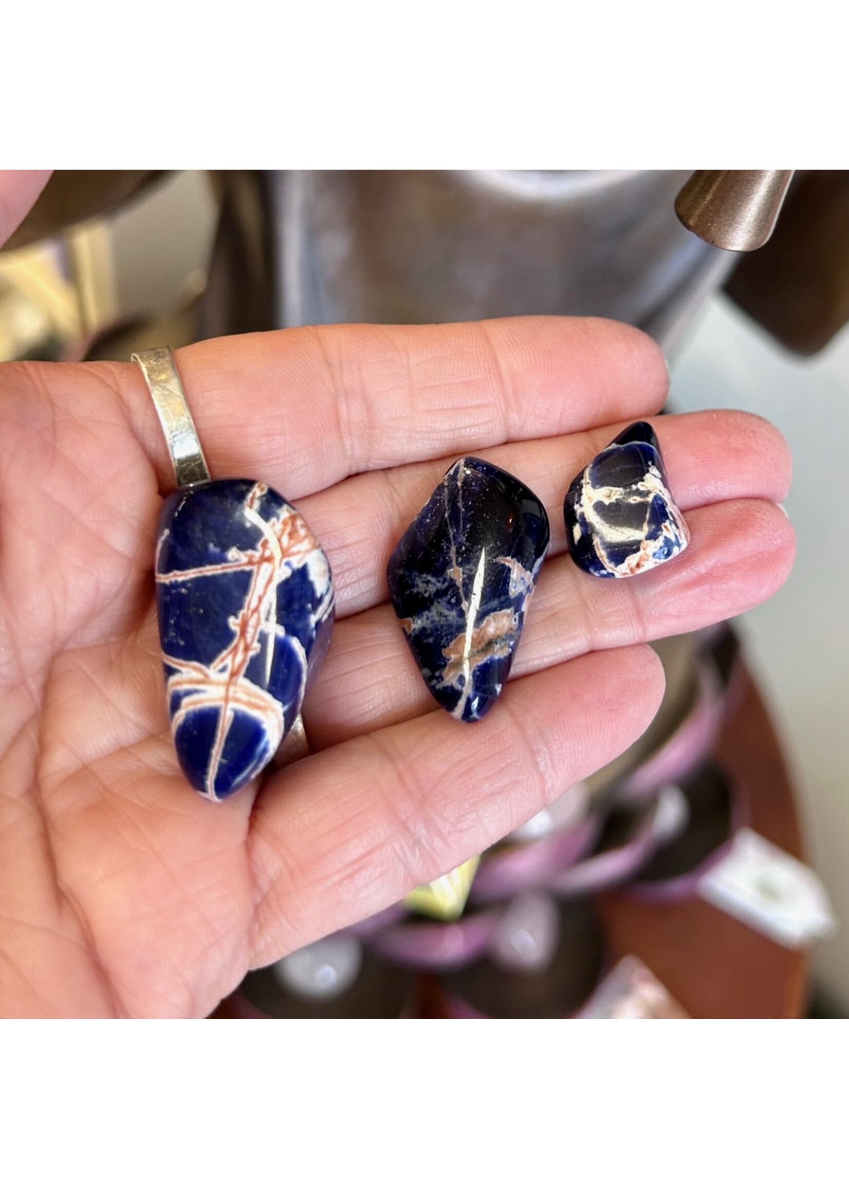 Sodalite Sunstone Tumbled for intuitive flow