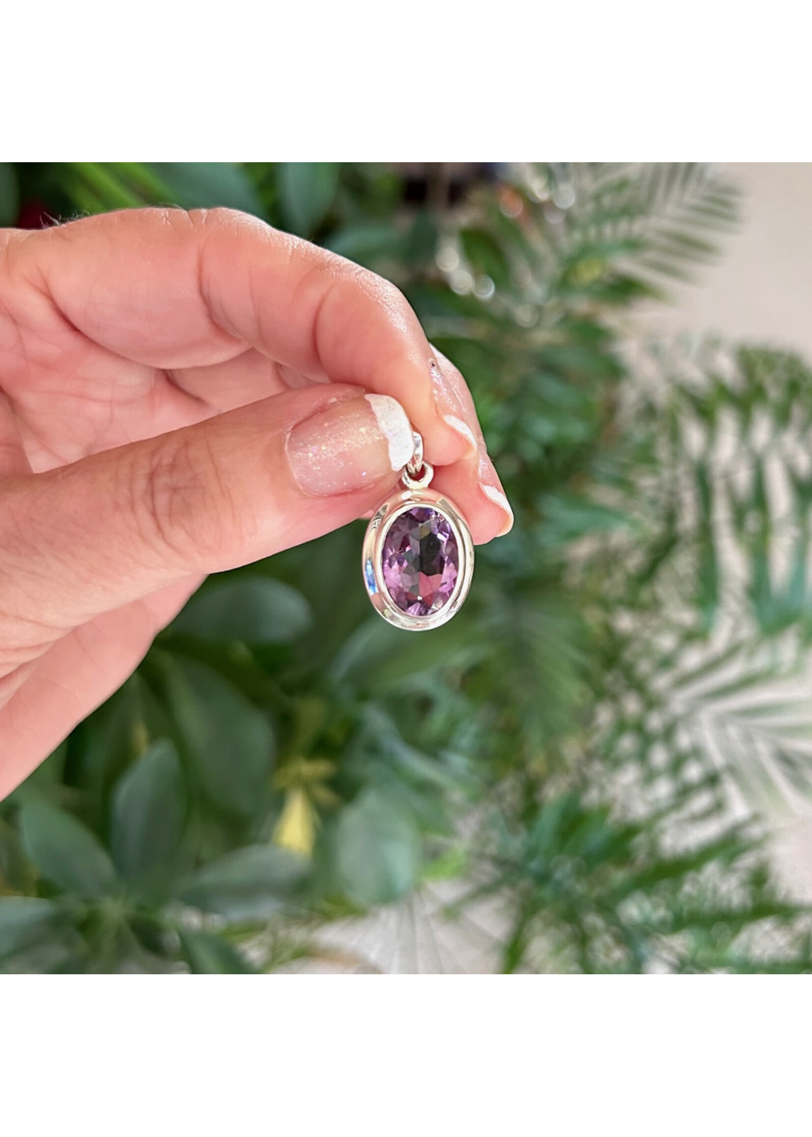Amethyst Faceted Pendant Oval for activating Violet Flame