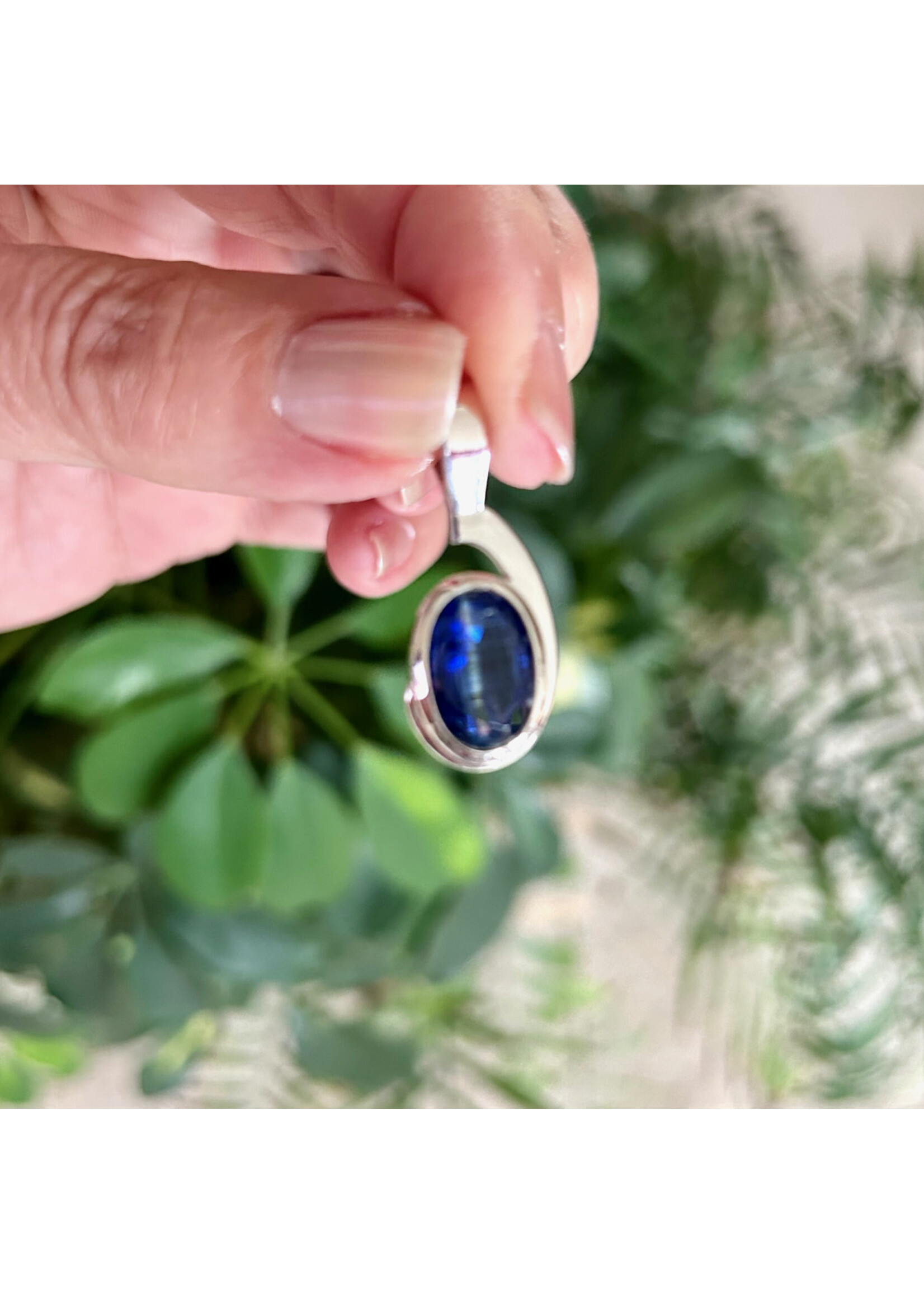 Blue Kyanite Faceted Pendant  Oval