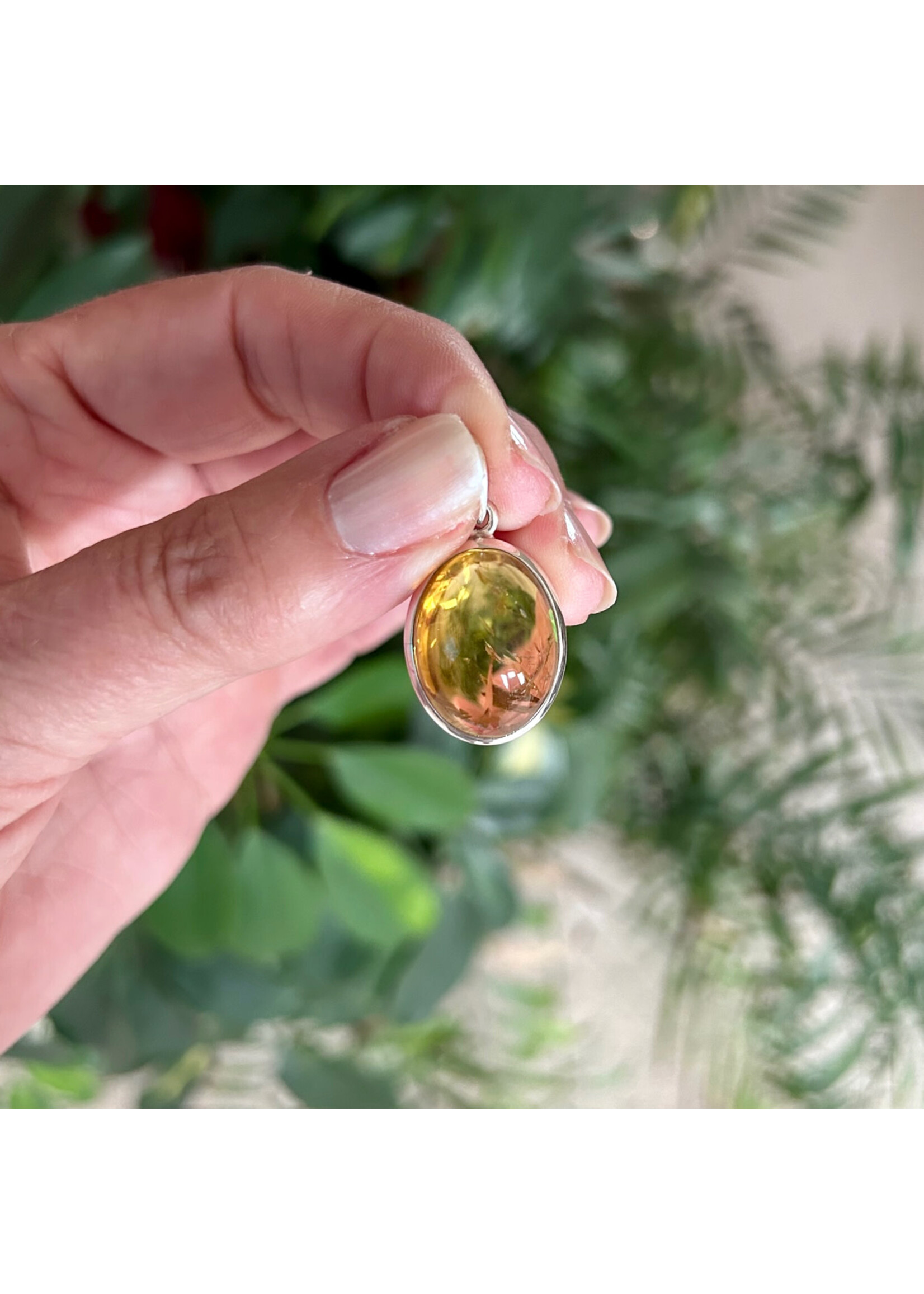 Citrine Cabochon Pendant Oval