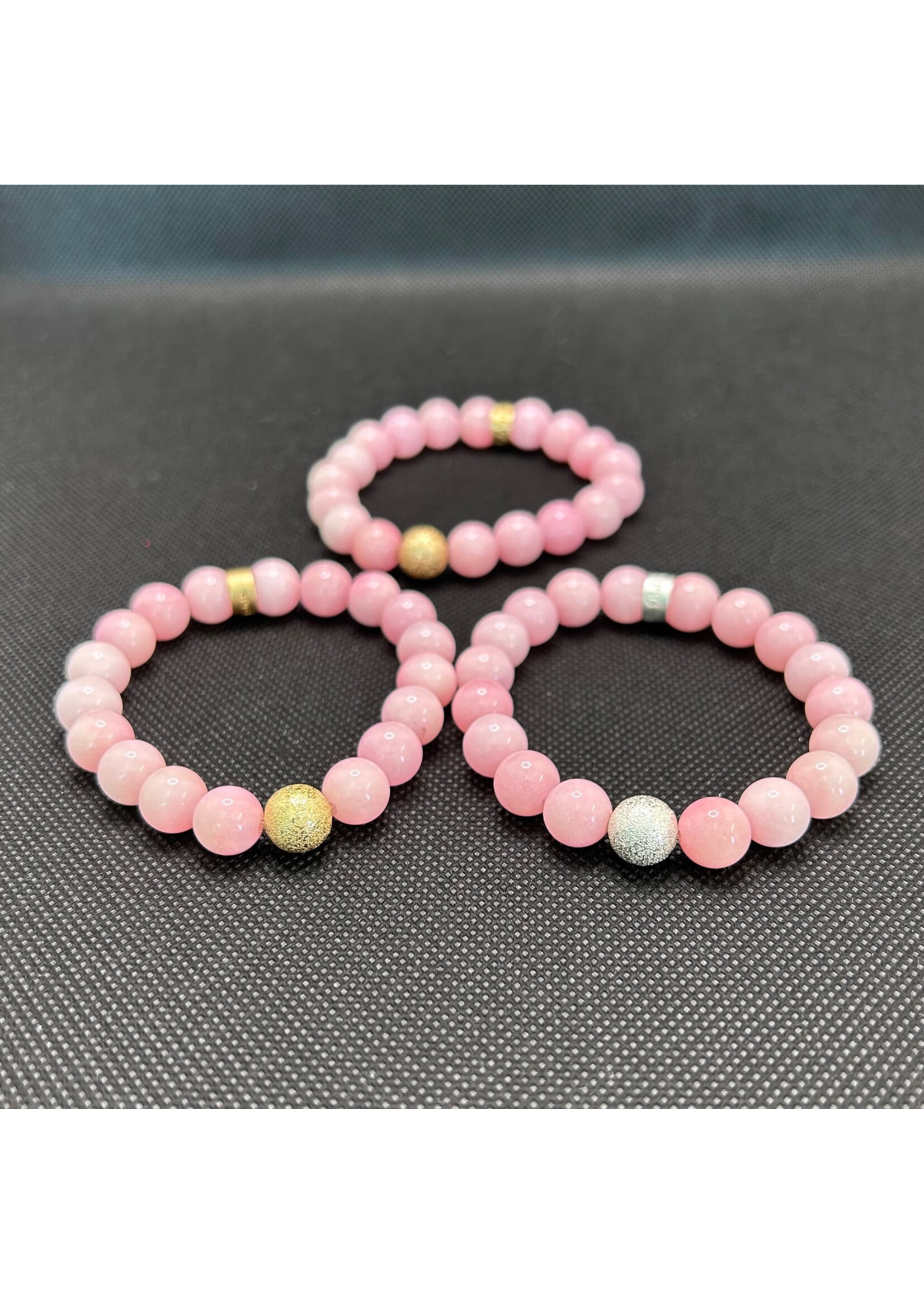 Pink Agate (Dyed) Crystal Bracelet with Gold Spacer 10 mm