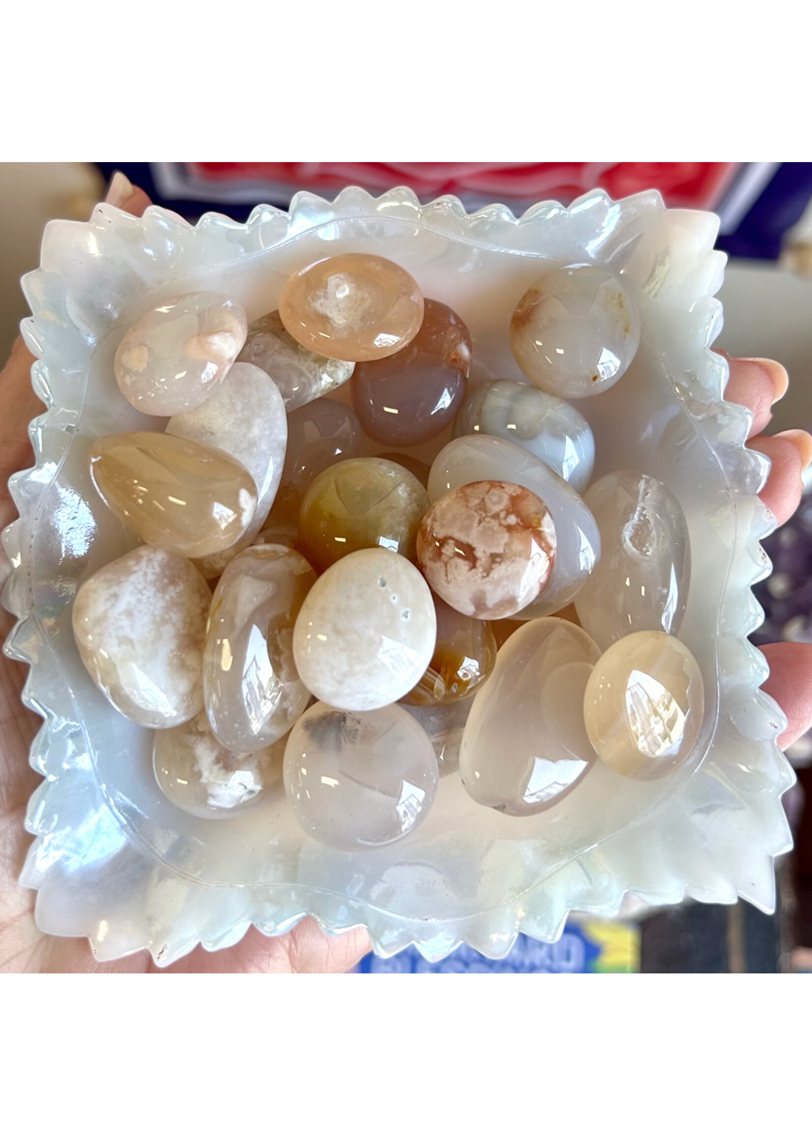 Flower Agate  Tumbled for self-blooming
