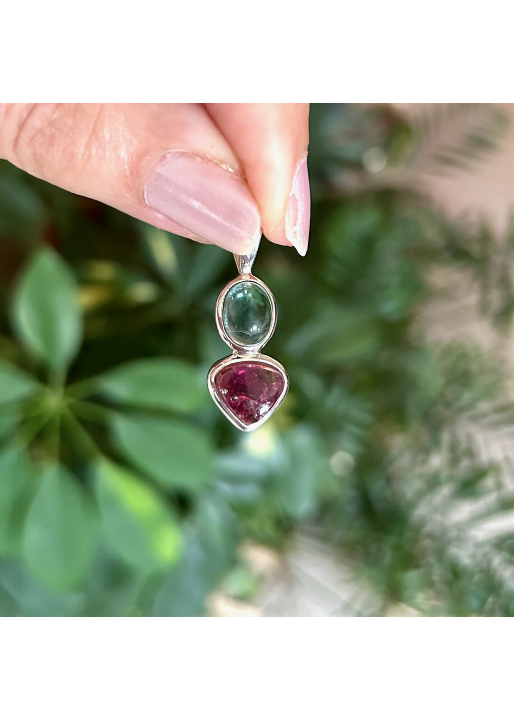Pink Tourmaline and Blue Fluorite Pendants for speaking your heart