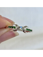 Emerald or Ruby Moonstone Ring with Moon