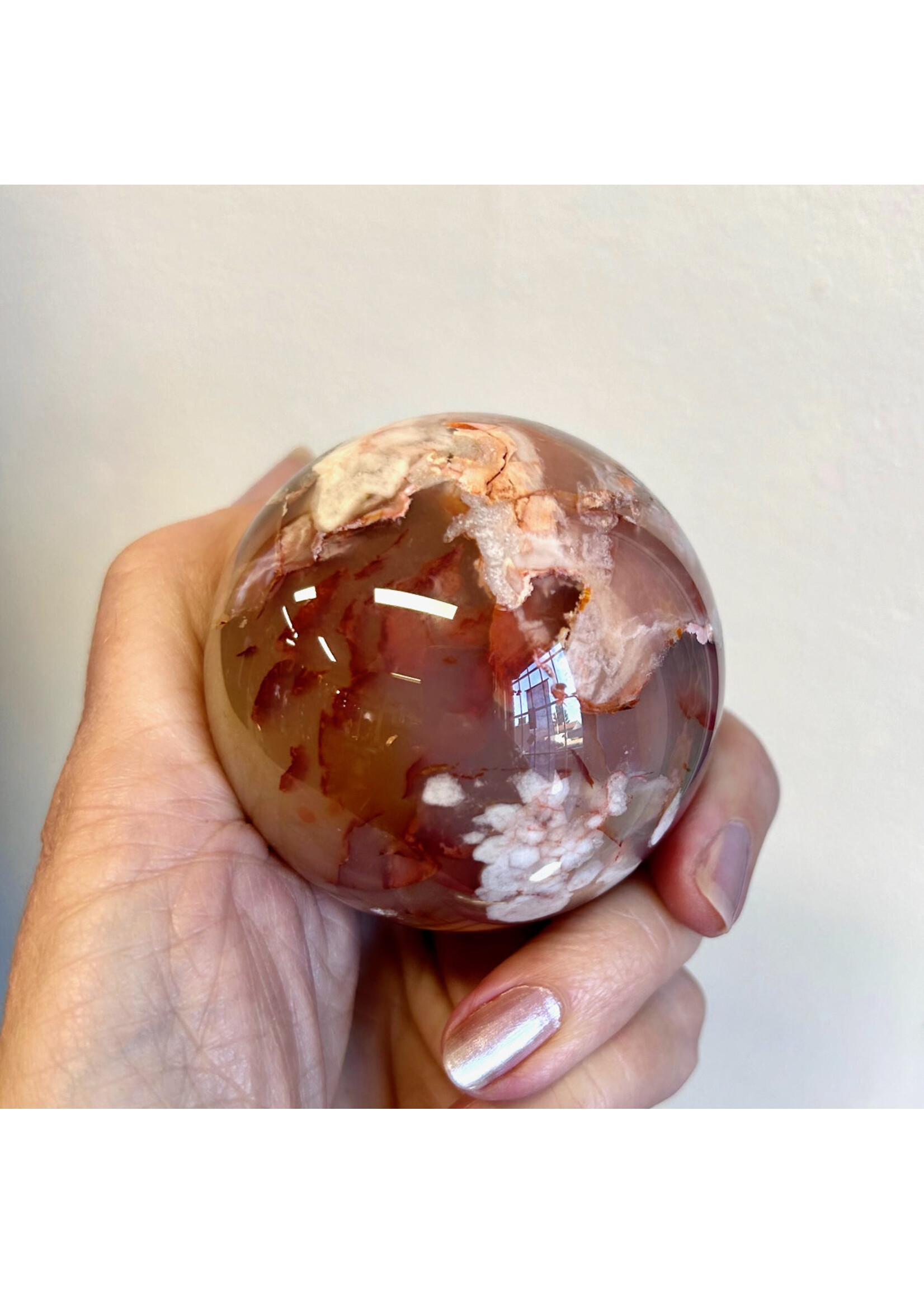 Carnelian Flower Agate Spheres for passion and growth