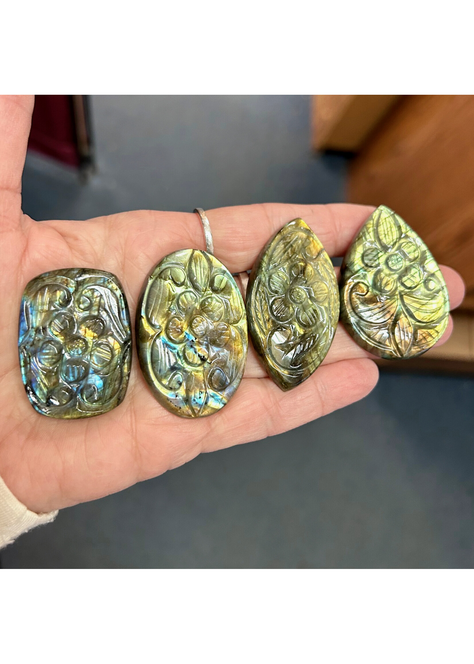 Labradorite Flower Cabochons for magical blooming