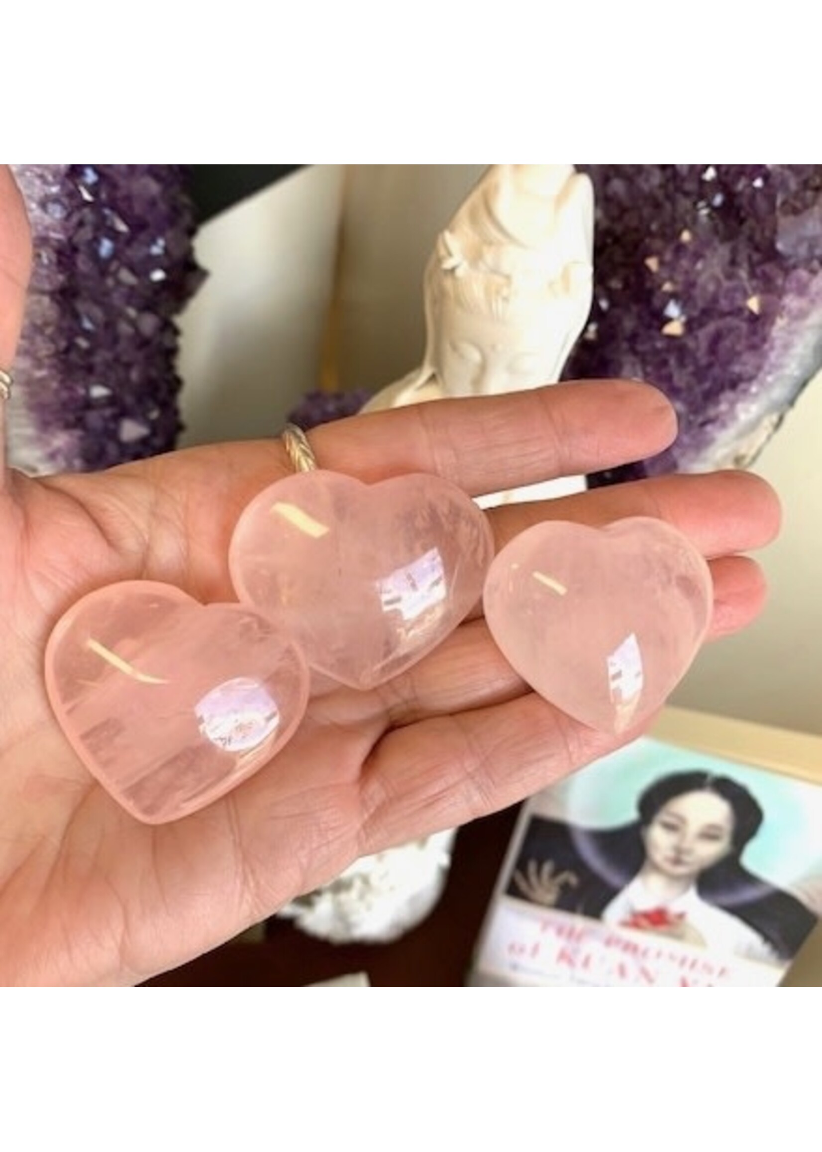 Rose Quartz Hearts for giving, receiving and expanding love Small 1.5"