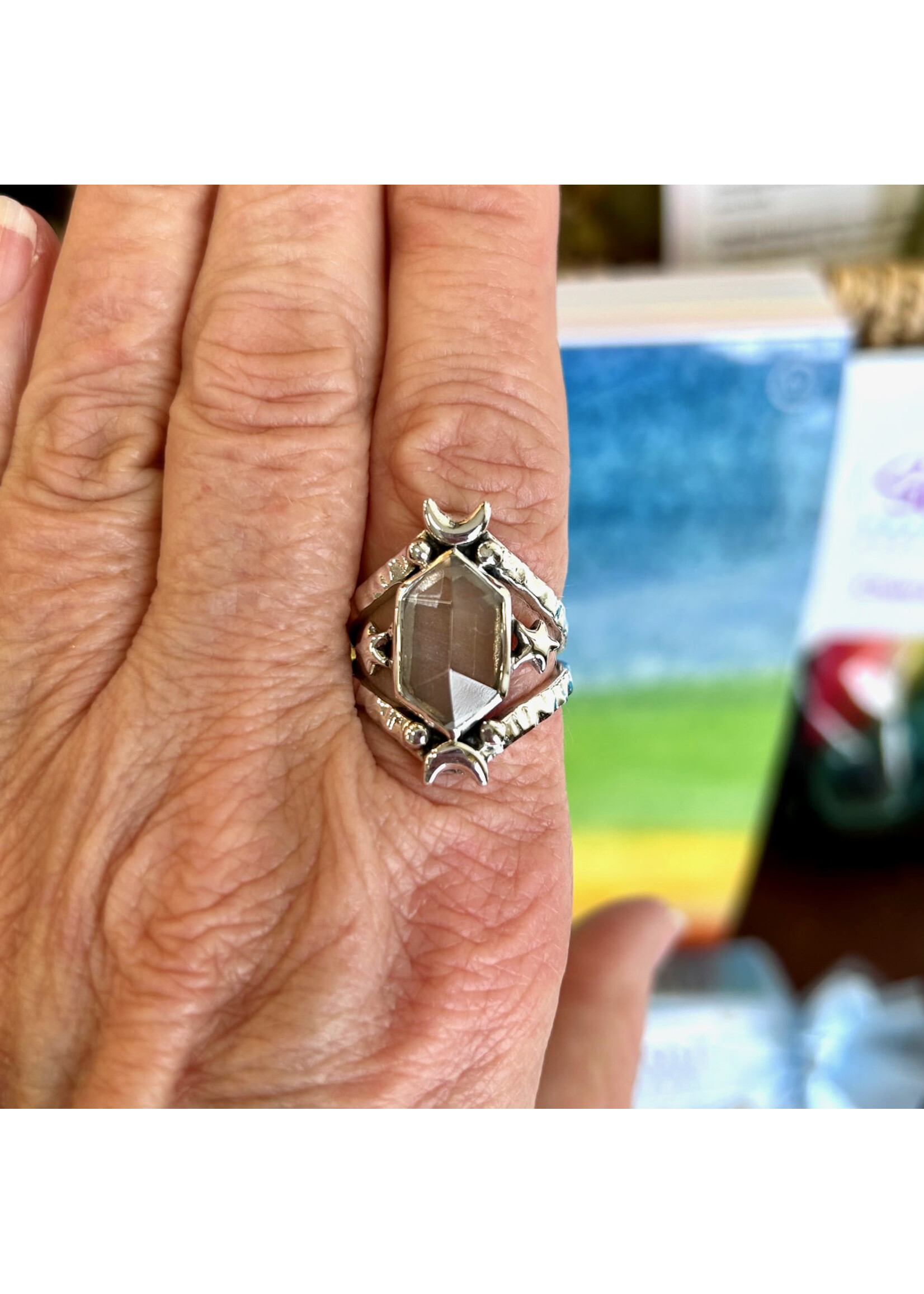 Quartz Double Terminated - Moon/Star Rings for cosmic wisdom