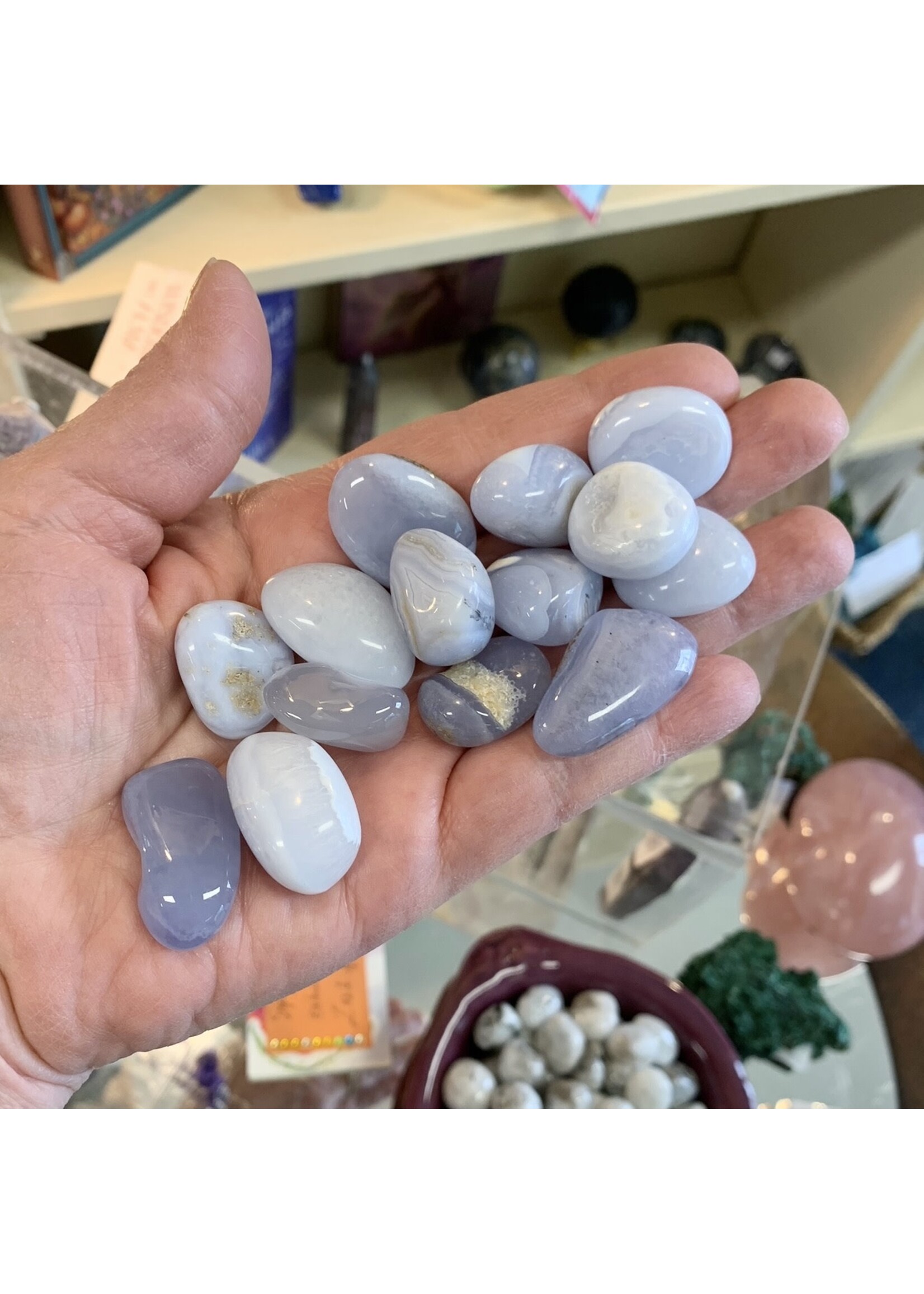 Calm Water Blue Lace Agate Tumbled Orphan