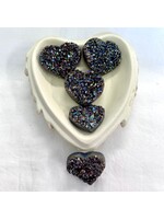 Titanium Aura Amethyst Cluster Hearts