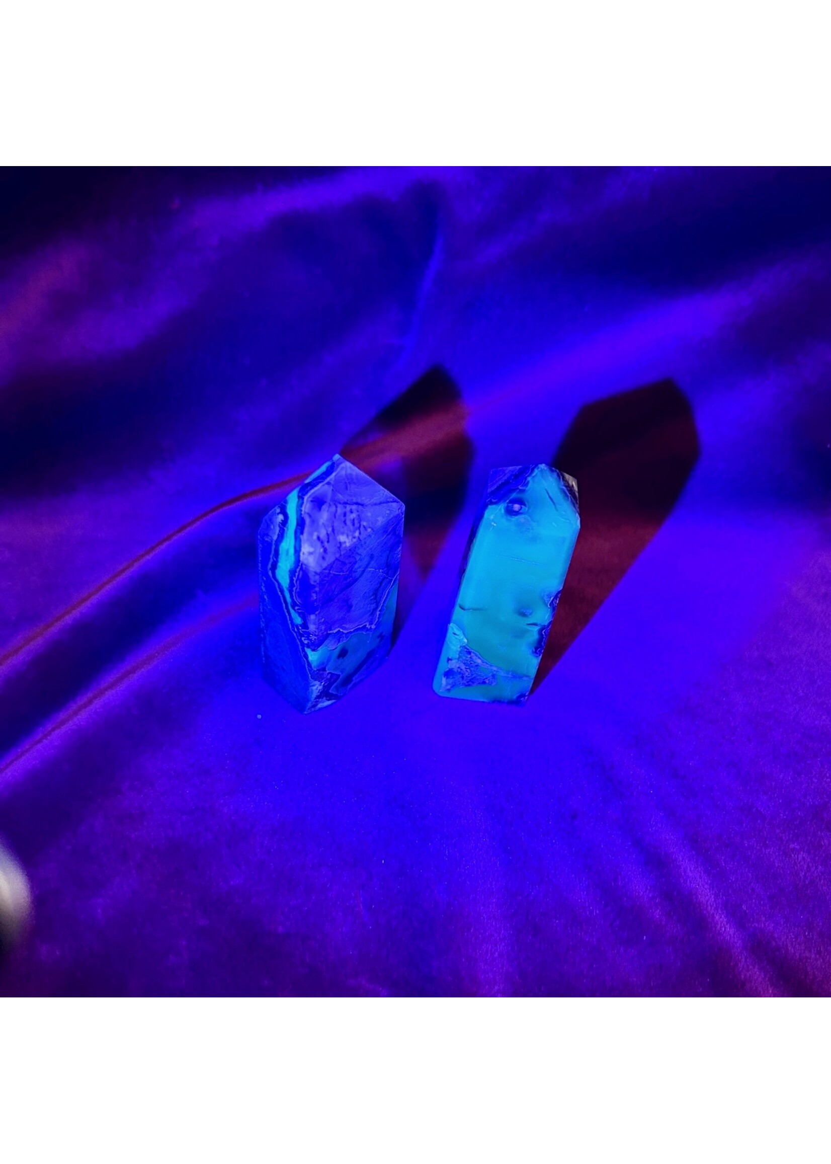 Touching the Sky Volcanic Agate UV Reative Obelisks