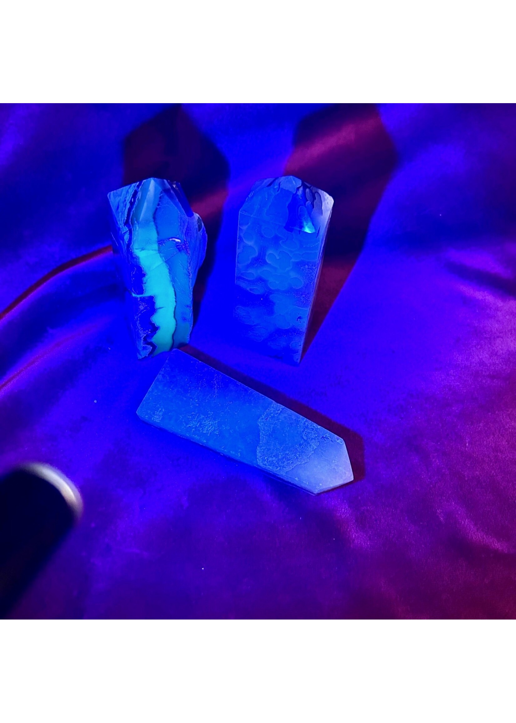 Touching the Sky Volcanic Agate UV Reative Obelisks