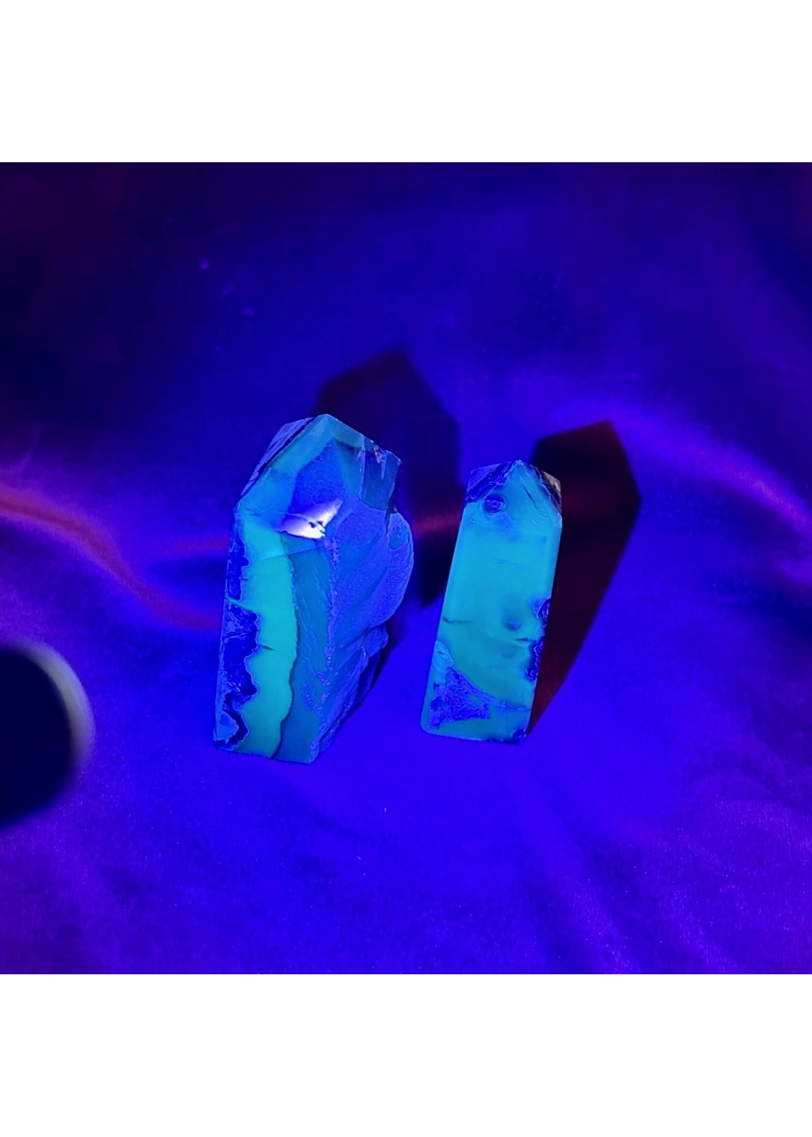 Touching the Sky Volcanic Agate UV Reative Obelisks